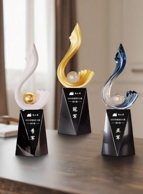 风生水起轻奢高档奖杯定制刻字订制优秀员工销冠公司年会礼品摆件