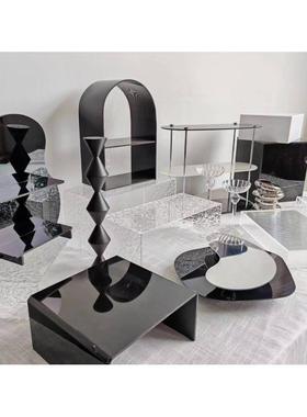黑色透明亚克力甜品台架子摆台摆件茶歇甜品台架子置物架摆台摆件