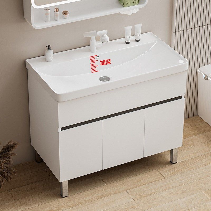 陶瓷水槽置地式一体盆浴室柜组合家用卫生间洗手盆强收纳洗脸盆柜