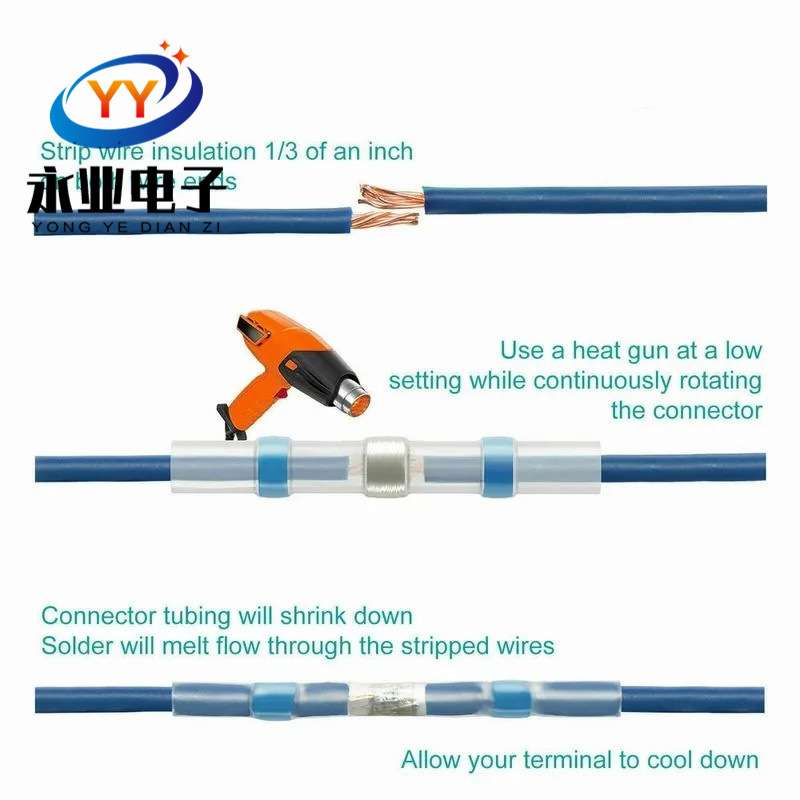 420PCS盒装防水焊锡环热缩中接端子热缩管端子白80红200蓝120黄20