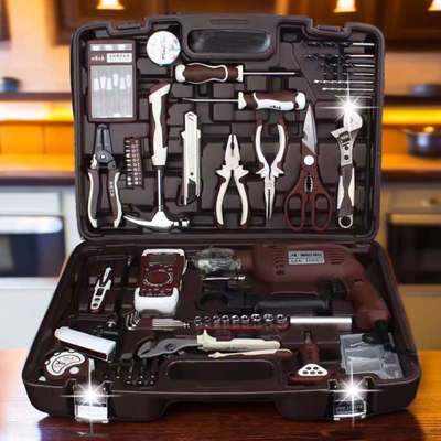 家用五金工具套装有线电钻手动维修多功能全套家庭组合电动工具箱