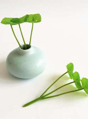 仿真叶子3头铜钱草铜钱叶金钱草金钱叶桌面绿色小盆栽小荷叶摆件