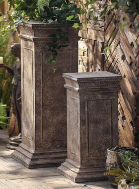 欧式罗马柱底座盆垫简约做旧方形柱子室外花园阳台装饰摆件工艺品