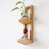 饰茶室墙上收纳架书房实木墙上置物架禅意装 新中式 家居壁挂装 饰架