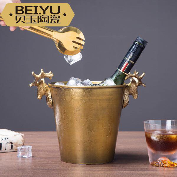 红酒印度冰桶鹿头冰块桶复古铜色香槟冰镇桶家用装冰块的桶冰酒桶