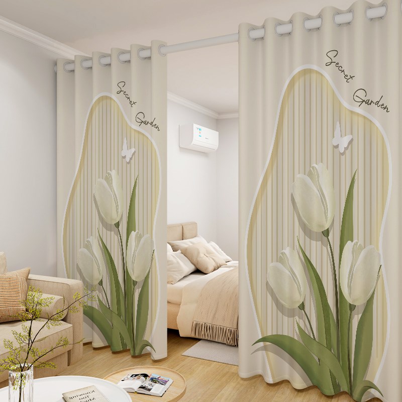 法式客厅隔断帘门帘落地r房间分间卧室分隔遮光窗帘免打孔遮挡帘