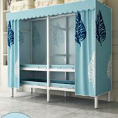 简易衣柜结实耐用家用卧室全钢架布衣柜经济型防尘收纳衣柜带外罩