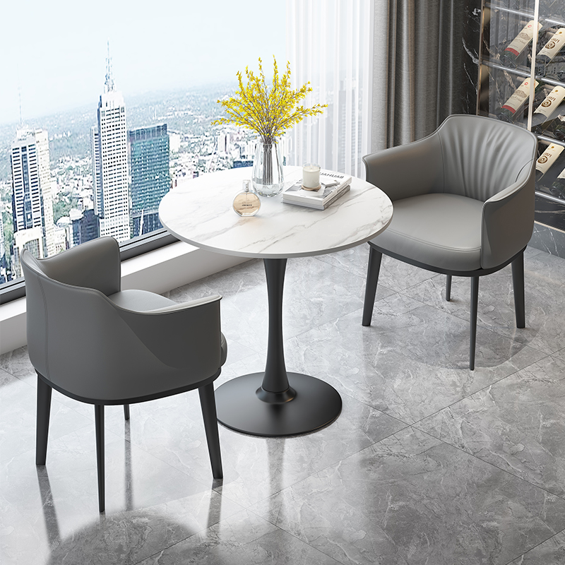 简约样品屋展示中心商务会r客洽谈接待桌椅组合酒店阳台家用岩板