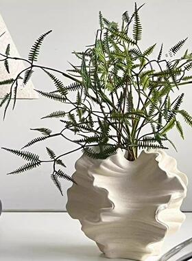 木制Wabi-Sabi风格陶瓷花瓶高端插花装饰品客厅入口装饰花瓶插花