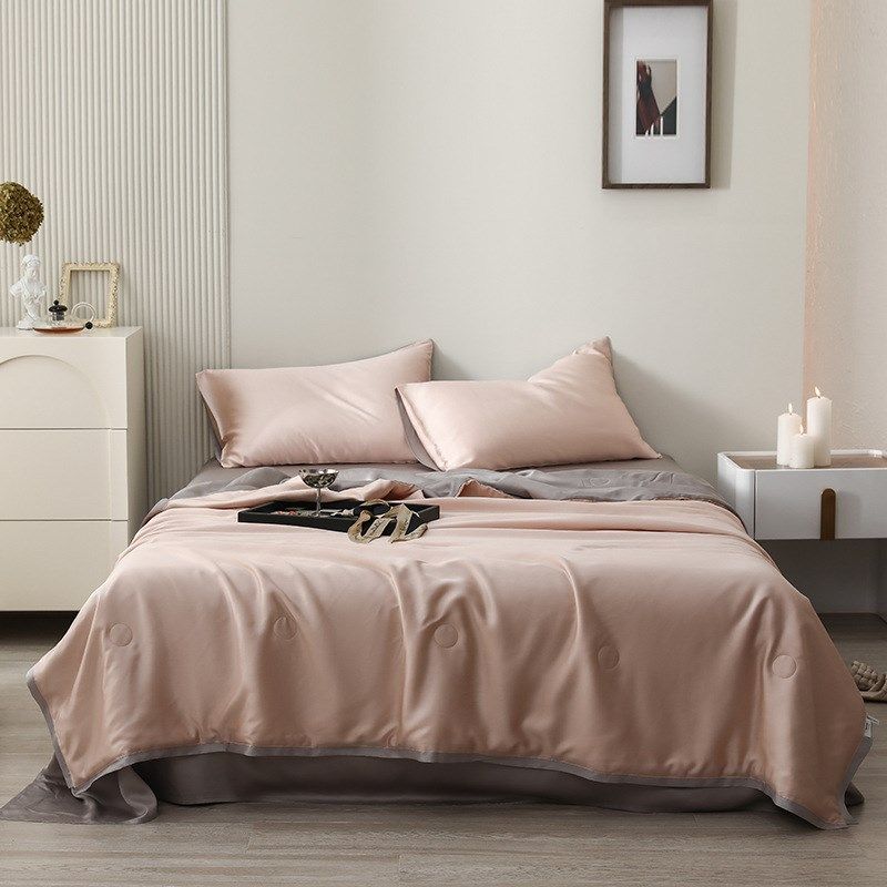双面天丝夏被四件套纯色双人薄被子可水洗冰丝空调被夏凉被,床上用品,化纤被,淘宝优惠券,粉丝福利购,淘宝优惠卷