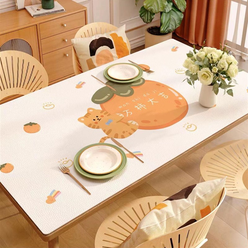 餐桌垫免洗防油防水防烫桌布隔热轻奢高级感长方形皮革茶几垫台布