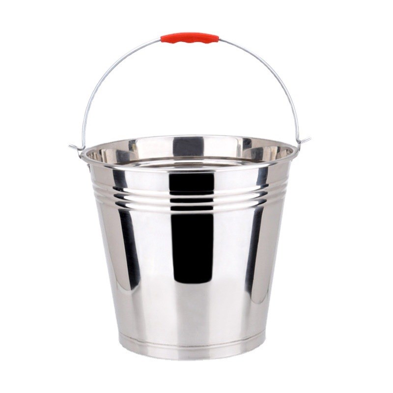不锈钢水桶手提式大容量家用储水带盖圆桶食堂油桶加厚铁桶分类桶