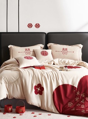 高档大红色结婚陪嫁夏凉春秋被婚庆喜被双人被子四季通用加厚冬被