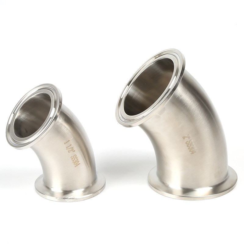 304 316L不锈钢卫生级3A45度快装弯头卡盘卡扣卡箍式弯管接头