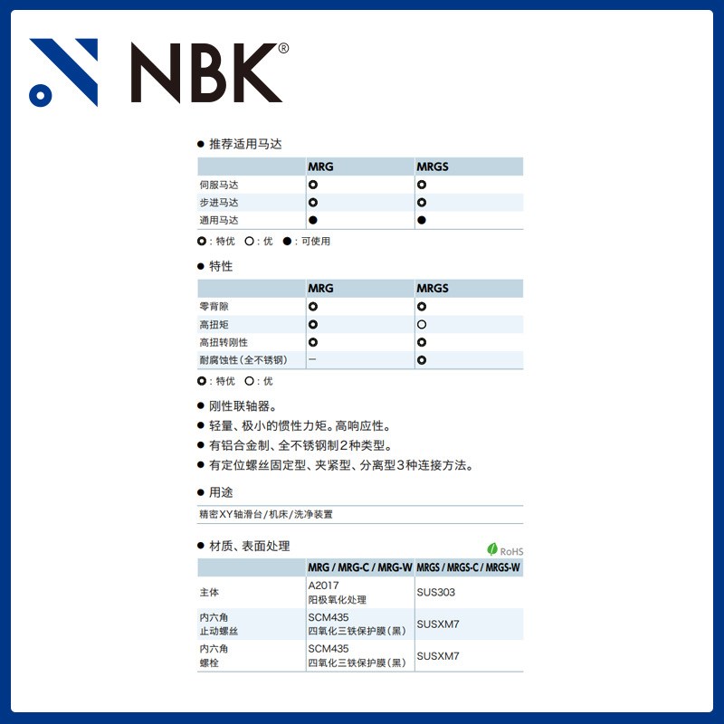 NBK MRG-C刚性联轴器 - 夹紧型 铝合金 厂家直供 16-65c