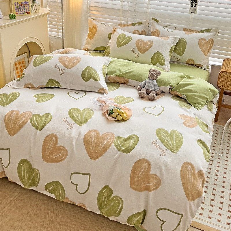 新款小清新加厚磨毛床上四件套水洗棉床单被套枕套学生宿舍三件套