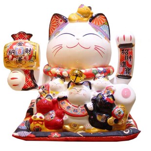 乐喵福缘猫大号日式陶瓷电动摇手猫店面开业摆件装饰品礼品招财猫