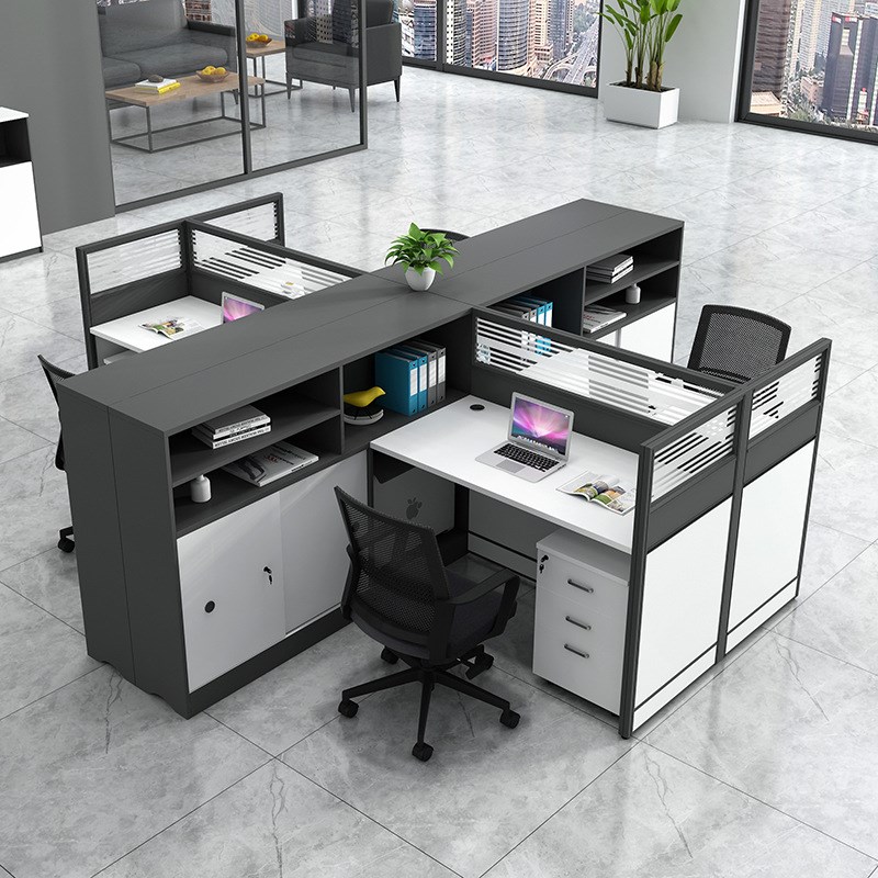 现代简约屏风办公桌工位组合六人位职员财务隔断卡位员工桌电脑桌