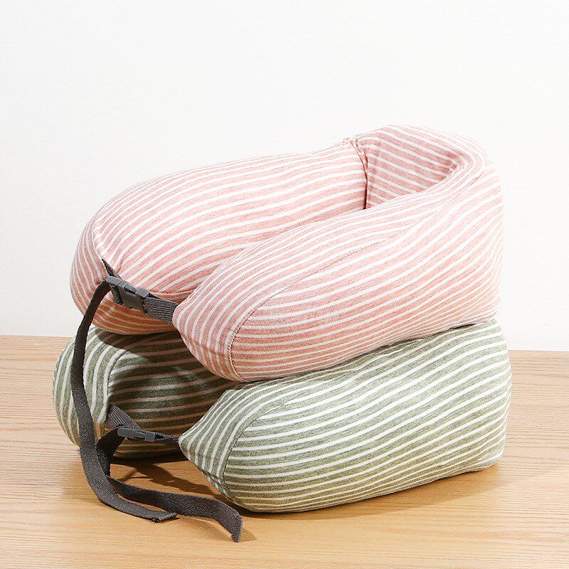 跨境新品乳胶u型枕棉汗布碎乳胶填充高回弹颈枕厂家