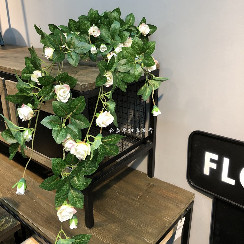 高端仿真玫瑰花藤条壁挂工程装饰藤蔓花藤婚庆搭配花材家居餐厅