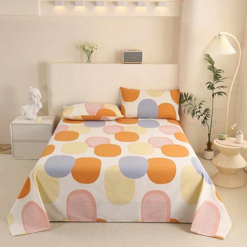 2024新款老粗布床单套件三枚段条卷边工艺被单家用1.8*2m床