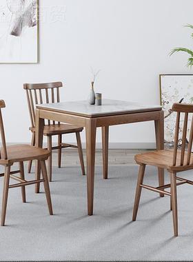 my北欧小户型餐桌岩板实木打牌椅用组合桌方形正客厅酒LJS店家吃