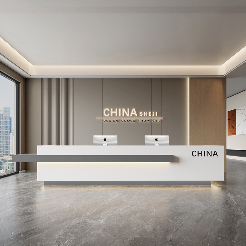 简约现代公司前台酒店吧台宾馆售楼部大厅接待台养生馆收银台柜台