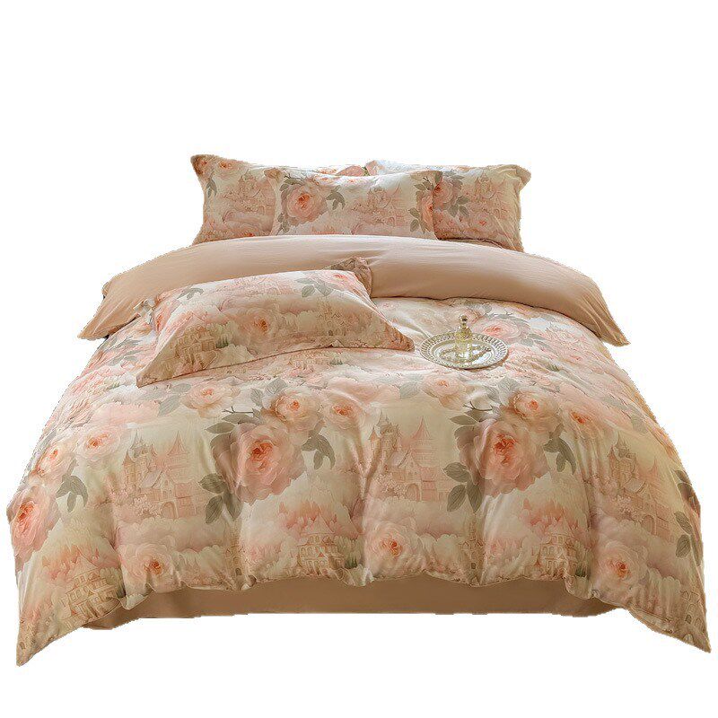 2025小清新水洗棉数码印花四件套学生宿舍家用轻奢套件长绒棉