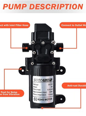 100W便携式12v汽车高压清洗泵 160PSI电动清洗泵汽车花园宠物清洁