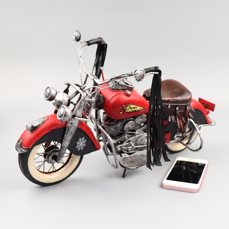 仿真印第安摩托车模型铁皮工艺品怀旧酒吧客厅橱窗柜收藏装饰摆件