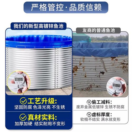 圆形镀锌板鱼池加厚高密度帆布养鱼池可移动大型组装铁板蓄水池