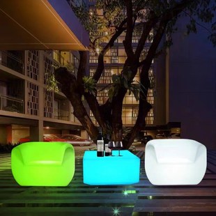 夜店发光方形茶几卡座室内酒吧台桌子露营餐桌椅娱乐单人沙发凳子