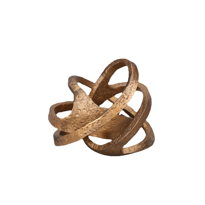 新中式创意铸铁黑色缠绕球摆件样板房售楼部卧室书房桌面软装饰品