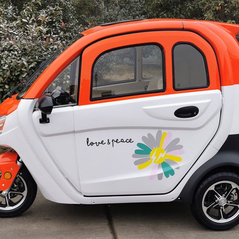 60V1.2KW全封闭电动三轮车接送小孩上下学代步车休闲车