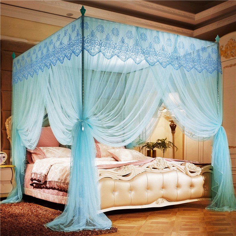 跨境新款宫廷落地式蚊帐三开门1.5m加密防蚊帐纱加粗支架家用