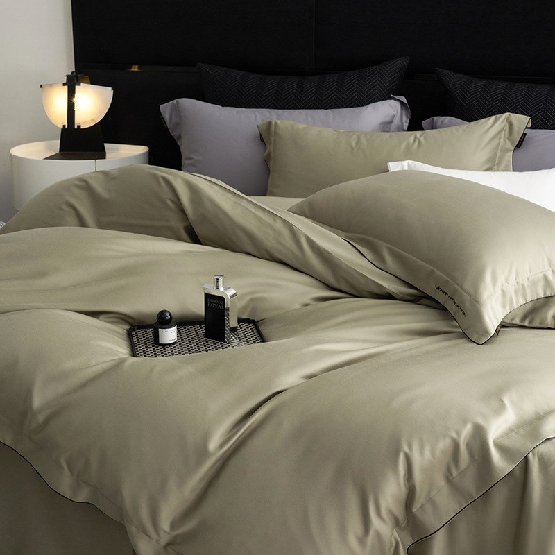 2025新款亲肤舒适100支天丝棉磨毛四件套高级感简约床单被套1