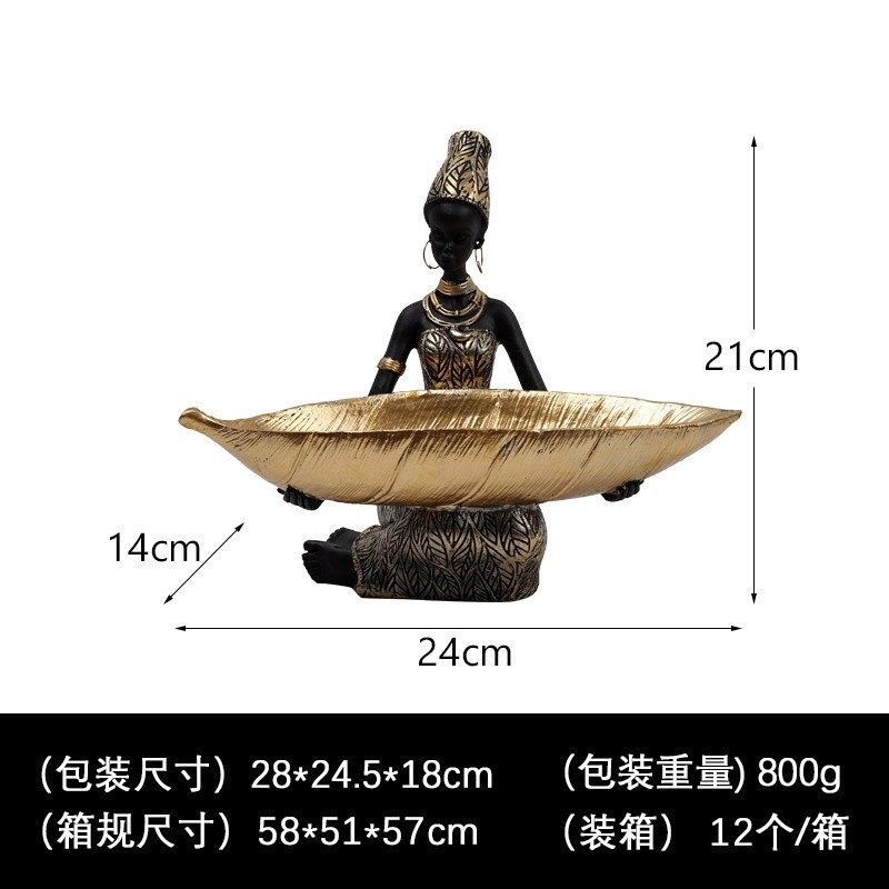 跨境非洲黑人女人水果盘树脂家居果盘摆件泰式风格桌面收纳装饰品,特色手工艺,其他特色工艺品,淘宝优惠券,粉丝福利购,淘宝优惠卷