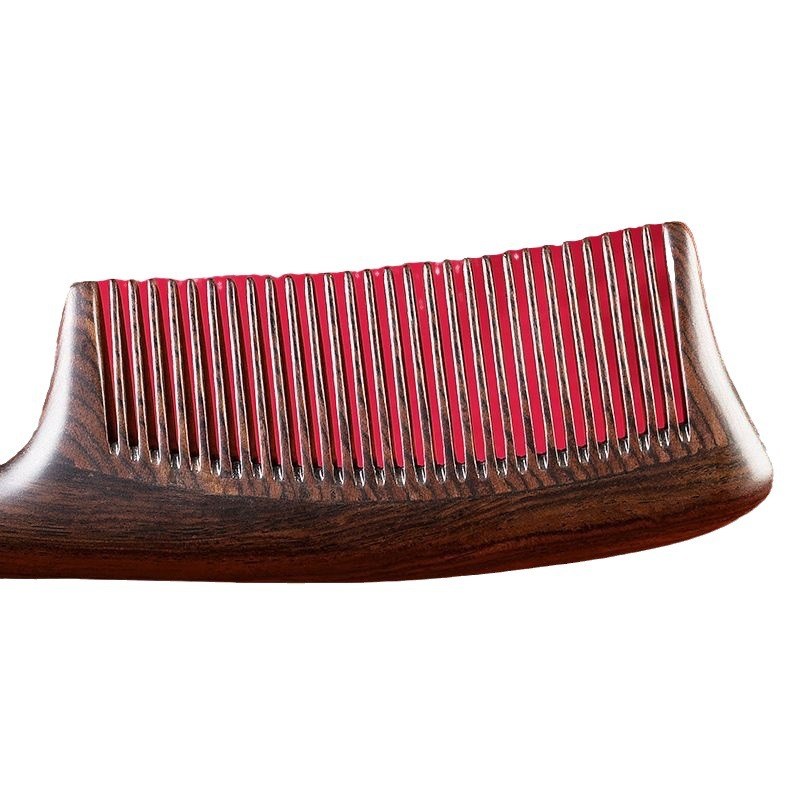 黑檀木梳子圆柄细齿梳经络梳直发木梳多功能礼品装节日礼品梳子