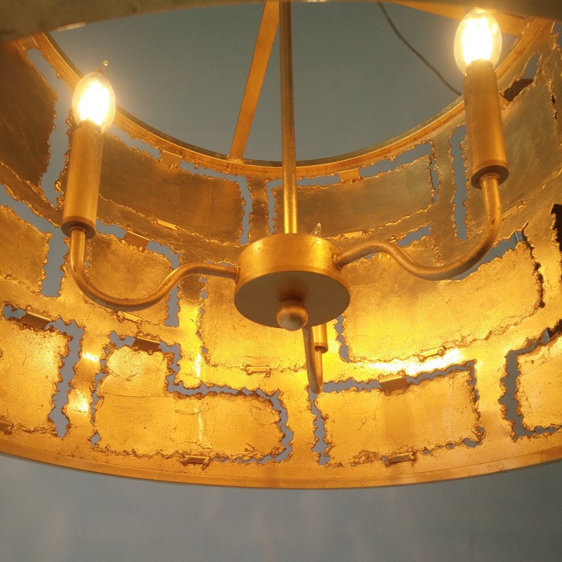 RH美式轻奢复古铁艺吊灯软装设计别墅酒店样板房设计师客厅吊灯