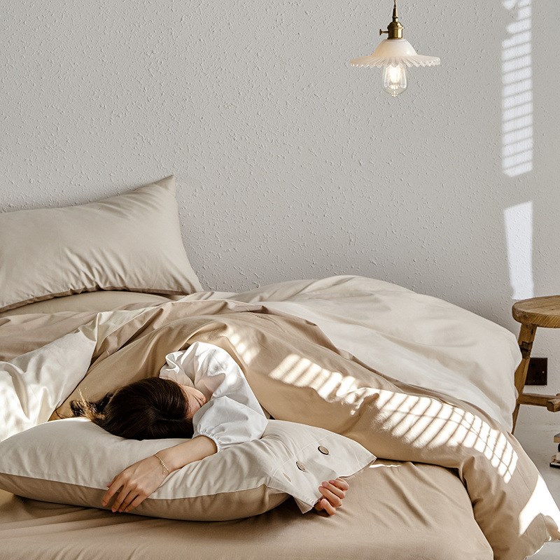 微绒感长绒棉丨微磨毛冬季加厚四件套100支柔软纽扣纯色四件套