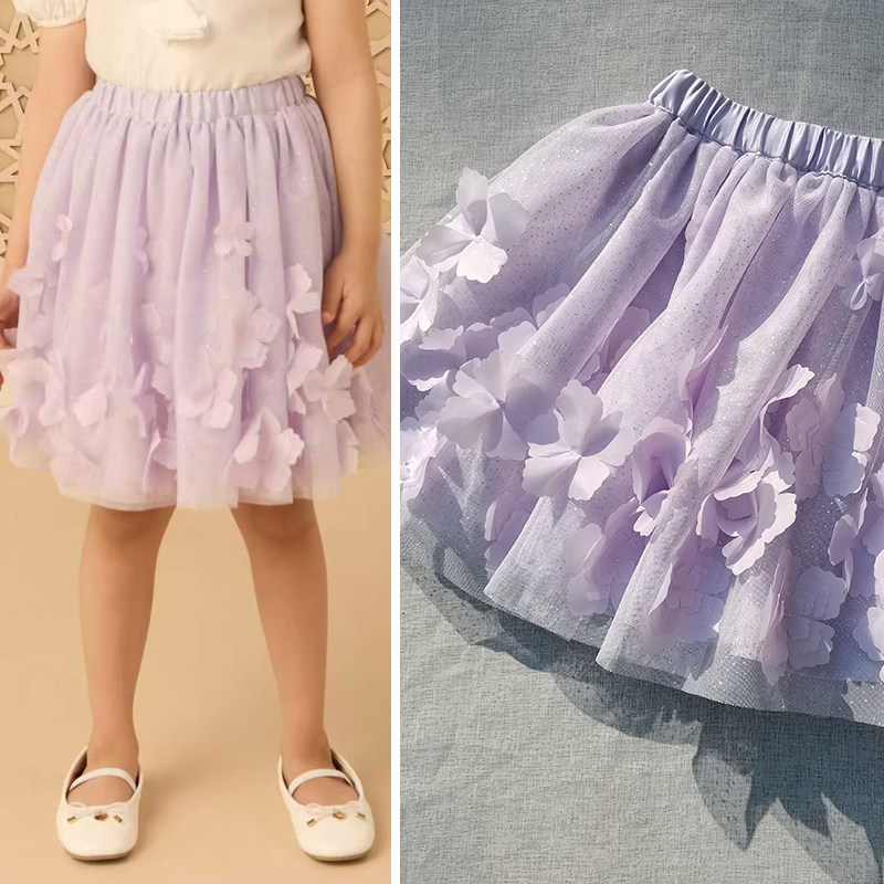 3件包邮欧美单3-8码 女童 春秋夏季 浅紫色 纱裙蓬蓬裙 立体花朵,童装/婴儿装/亲子装,半身裙,淘宝优惠券,粉丝福利购,淘宝优惠卷