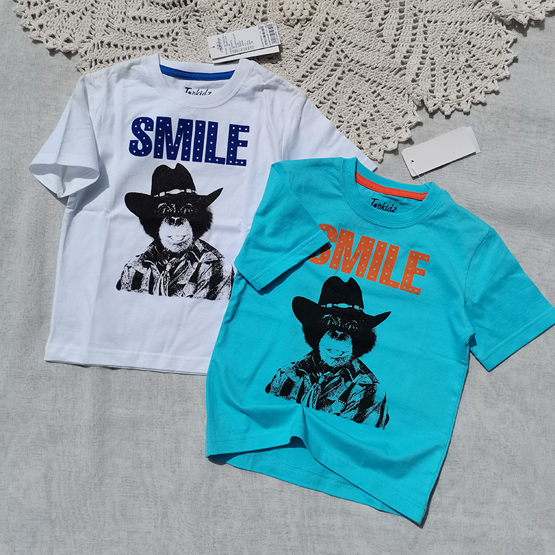 清特~3件包邮100-140 柜子尾 男童全棉个性印猩猩短袖T恤夏季上衣