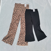 包邮 n春秋女童螺纹棉高弹喇叭裤 3件 10码 澳单cott 长裤 条纹花朵