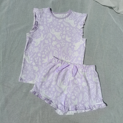 bi入~3样包邮7-10码澳单cott*n女童夏季全棉飞袖背心短裤家居套装