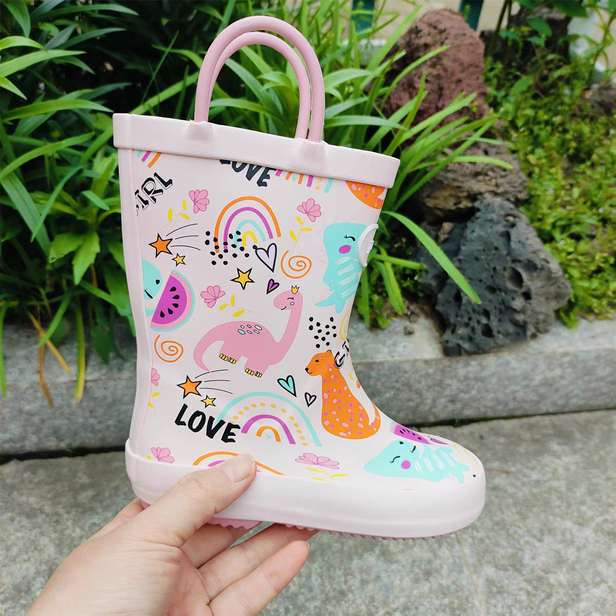 包邮！欧美尾 女童小中童 卡通动物中筒 雨靴雨鞋 水鞋