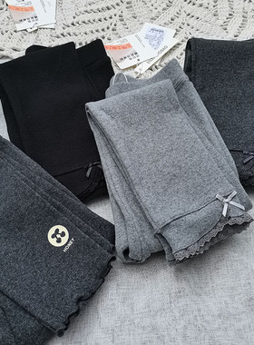 3样包邮110-150恩希宝宝女童秋季磨毛棉 高弹 修身打底裤樱桃花边