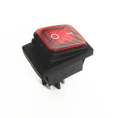 防水船型开关KCD2 KCD42档4脚红色带灯四脚翘板开关大银触点铜脚