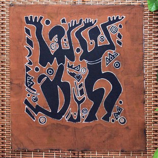 蜡染画人舞布艺挂画酒吧装饰壁画抽象背景画云南手工艺礼品