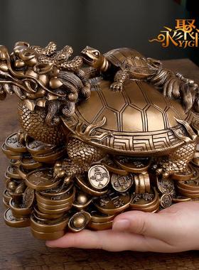 永聚阁母子龙龟摆件延寿八卦金钱龟龙龟挂件办公室摆件礼品