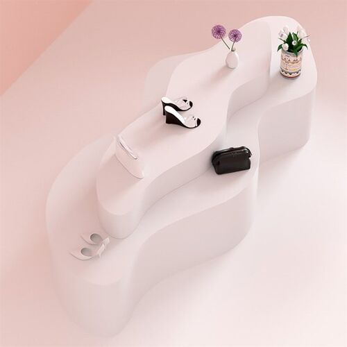 S形M型高档异形高低台鞋包展示台定制女装店曲线服装店烤漆桌